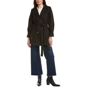 Pascale La Mode Womens Short Trench Coat, Black